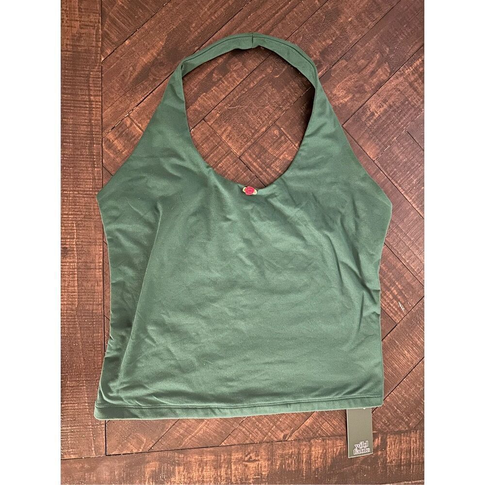 🌸 Wild Fable Green Halter Top With Rosette Size Medium New
